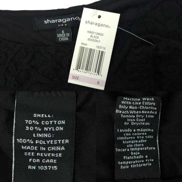 Sharagano Classic Floral Lace Sheath Dress 6 Long Sleeve Scalloped Trim Cocktail - Picture 10 of 16